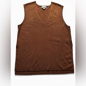 Marled Sweater Vest Women Medium Brown V Neck Knit New Without Tags
